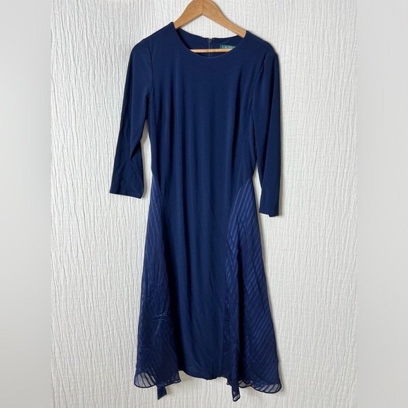 Lauren Ralph Lauren Navy 3/4 Sleeve Dress size 10 - Picture 1 of 7